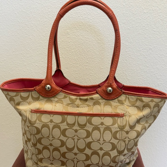 Coach Beige and Pink Floral Tote - Picture 4 of 8